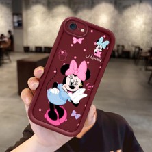 Ucuc iPhone 7/8/se 2020 2022 Uyumlu Silikon Malzeme Darbeye Dayanıklı Bordo Renkli Kılıf Mickey Mouse