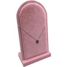 Megass Dekor Batum Model Süet Kumaş Pembe Renk 26/15 cm Ayaklı Kolye Sergileme Standı