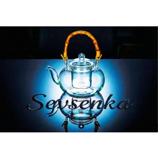 Sevsenka Bambu Saplı Vintage Cam Demlik - Isıya Dayanıklı Nostaljik Nar & Gül Çayı Sunum Çaydanlığı 14 Şubatsevgililer Günü Hediyesi