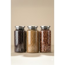 Perotti Bormio Metal Kapaklı 3'lü Cam Kavanoz Seti 1400 ml