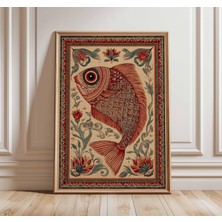 Ninastore Hint Halk Balığı Sanatı Baskısı, Bohem Duvar Dekoru, Etnik Desen Posteri, Mandala Tarzı Sanat Eseri,