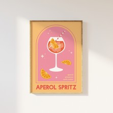 Ninastore Aperol Spritz Kokteyl Baskısı | Dijital Sanat Indirme | Sevimli Pembe Turuncu Aperol Kokteyl Barı Ba