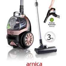 Arnica Turbo Başlıklı Kumandalı Torbasız Süpürge Hepa 13 Alerjik Filtreli Ultra Sessiz-Tartı Hediyeli