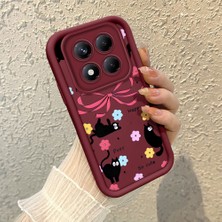 Ucuc Xiaomi Redmi Note 14 Pro Plus 5g Uyumlu Silikon Malzeme Darbeye Dayanıklı Bordo Renkli Kılıf Zarif Baskılı Desen