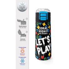 Coral High Kids Siyah Lets Play Desenli Pipetli ve Direkt Içim Çelik Termos 500 ml 38114