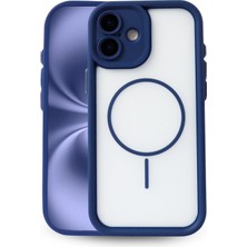 Vissona iPhone 16 Uyumlu Kamera Korumalı Magsafe Wireless Şarj Özellikli Mat Silikon Lacivert Renkli Silikon