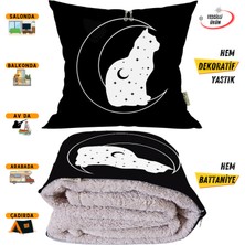 Caisya Butik Zodyak Kedi Desenli Opsiyonel Battaniyeli Hediye Yastık 38X38CM