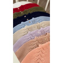 Florije Baby Triko Ajurlu Bebek Hırka ve Şapka Seti