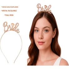 Fredeom Store Rose Gold Renkli Taşlı “bride” Gelin Tacı – El Yazısı Yazı Tipiyle