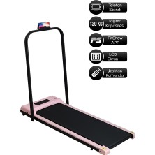 Saravita Pembe Akıllı Koşu Bandı Katlanabilir Bluetooth Hoparlörlü 130KG LCD Ekran Kumandalı