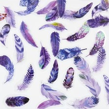 Kolbi Craft 40 Adet Şeffaf Mor Kuş Tüyü Sticker Bullet Journal Scrapbook Laptop Ajanda Planlayıcı