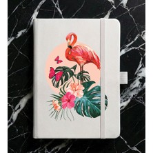 Adasena Tarihsiz 192 Sayfa Mini Termo Defter Baskılı Desenli 9X14 cm Beyaz - Flamingo