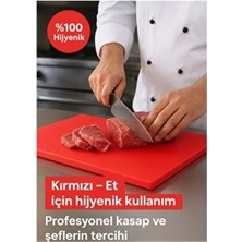 PremiumPort Kırmızı Polietilen Kesme Tahtası 30X40X2 Cm, Meyve ve Sebze Kesim Levhası