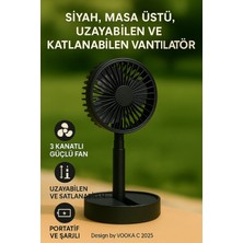 vooka Vantilatör Fan Katlanabilir Sessiz Masaüstü Vantilatör | Güçlü Motorlu USB Şarjlı Soğutucu Fan