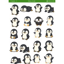 Miray Craft Penguen Temalı Sticker Sayfası – Sevimli Kış & Günlük Tasarımlar (12×17 Cm)