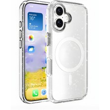 Paladyum Case iPhone 16 Plus Uyumlu Magsafe Özellikli Şeffaf Simli Allstar Kapak
