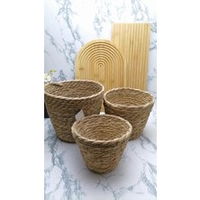 Sween Home 3 Lü Hasır Saksı Sepet-Çok Amaçlı Sepet