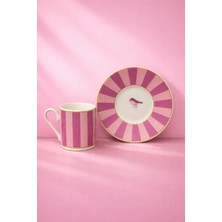 Yzhome 2 Kişilik Porselen Yaldızlı Lovely Birds Özel Tasarım Kuşlu Kahve Fincan Takımı Seti 90ML