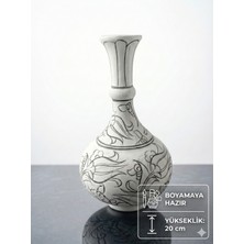 Boyamaya Hazır Tahrirli Gözyaşı Seramik Vazo | Kendin Boya | 20 cm