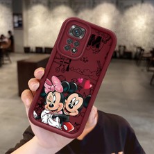 Ucuc Xiaomi Redmi Note 11/11S Uyumlu Darbe Koruma Lens Koruma Bordo Silikon Kılıf Mickey Mouse Deseni