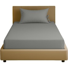 Sabia Soft Touch %100 Pamuk 62 Tel (155 Tc) Tek Kişilik Düz Çarşaf Seti – 160X240 cm Gri