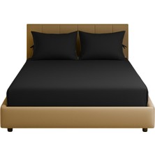 Sabia Soft Touch %100 Pamuk 62 Tel (155 Tc) Çift Kişilik Düz Çarşaf Seti – 240X260 cm Siyah