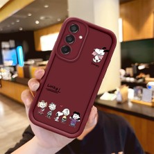 Ucuc Samsung Galaxy M15 5g Uyumlu Darbe Koruma Lens Koruma Bordo Silikon Kılıf Sevimli Snoopy Deseni