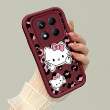 Ucuc Xiaomi Redmi Note 14 Pro Plus 5g Uyumlu Silikon Malzeme Darbeye Dayanıklı Bordo Renkli Kılıf Hello Kitty Desen