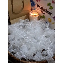 Pratikbox Fiyonk / Tül 2cm'lik / Hediyelik / Süsleme / Beyaz Renk / 50 Adet