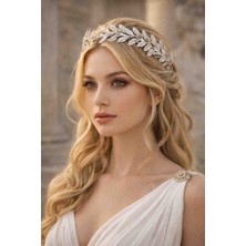 Reborn Design Tanrıça Model Roma Defne Yaprağı Figürlü Gümüş Renk Metal Taç