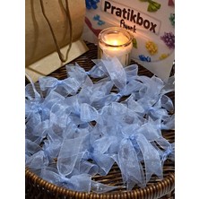 Pratikbox Fiyonk / Tül 2cm'lik / Hediyelik / Süsleme / Mavi Renk / 50 Adet
