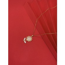 Zirkon Taşlı Ay Çiçeği Kolye