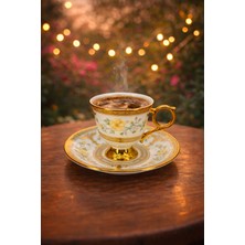 Glazze Sarı Güllü Kahve Takımı 12 Parça