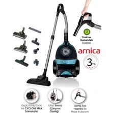 Arnica 750W Sessiz ve Yüksek Çekim Gücüne Sahip Kumandalı Torbasız Süpürge, Hepa 13 Alerjik Filtreli