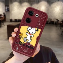 Ucuc Tecno Camon 20/20 Pro 4g Uyumlu Darbe Koruma Lens Koruma Bordo Silikon Kılıf Sevimli Snoopy Deseni
