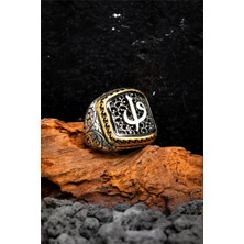 Silverplus 925 Ayar Gümüş Elif Vav Harfli Erkek Yüzük