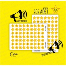 Ceres Studio Öğretmenler Için Yıldız Etiket Star Sticker 4 Sayfa Toplam 252 Adet (1.9cm)