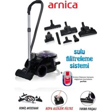 Arnica 2400W Turbo Başlıklı Bora Anti Alerjik Yüksek Çekim Gücü Sulu Süpürge + Tiftik Makinesi Hediyeli