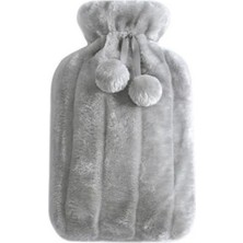 Bosphorus Sıcak Su Torbası Ponponlu Termofor Peluş Gri  28X17CM 750ML