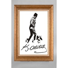 Giyense Özel Seri Altın Paspartulu Çerçeveli Atatürk Tablo T403