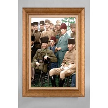 Giyense Özel Seri Altın Paspartulu Çerçeveli Atatürk Tablo T434