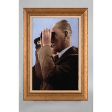 Giyense Özel Seri Altın Paspartulu Çerçeveli Atatürk Tablo T532