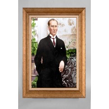 Giyense Özel Seri Altın Paspartulu Çerçeveli Atatürk Tablo T588