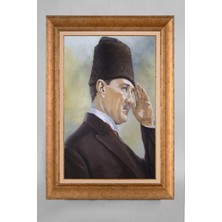 Giyense Özel Seri Altın Paspartulu Çerçeveli Atatürk Tablo T796