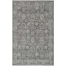 Cool Halı Zerina Gri Yumuşak Pamuk Taban Makina Etnik Desenli Klasik Otantik Eskitme Salon Oturma Odası Halısı