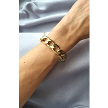 Initium Paslanmaz Çelik Kalın Örgü Gurmet Model Gold Bileklik