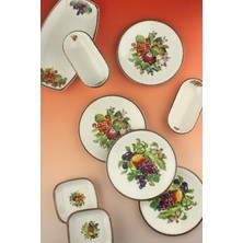 Bursa Porselen Dekor Retro Fruit 4 Kişilik 9 Parça Porselen Kahvaltı Takımı