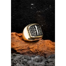 Silverplus Telkari Işlemeli Elif Harfli 925 Ayar Gümüş Erkek Yüzük