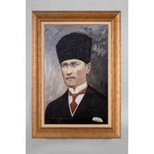 Giyense Özel Seri Altın Paspartulu Çerçeveli Atatürk Tablo T177