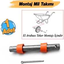 Badem10 El Arabası Teker Montaj Mili (1 Adet) Mil Takımı Rulmanlı Yük Bahçe Araba Tekerliği Mili Borusu